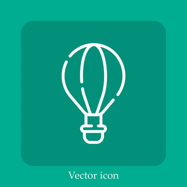 Icono Vector Globo Aire Caliente Icon Line Lineal Con Carrera — Vector de stock