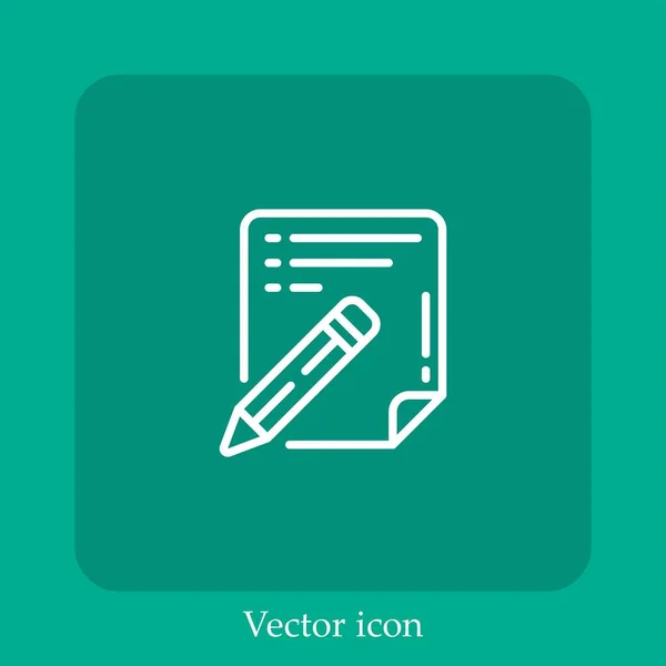 Ícone Vetor Lápis Linear Icon Line Com Curso Editável — Vetor de Stock