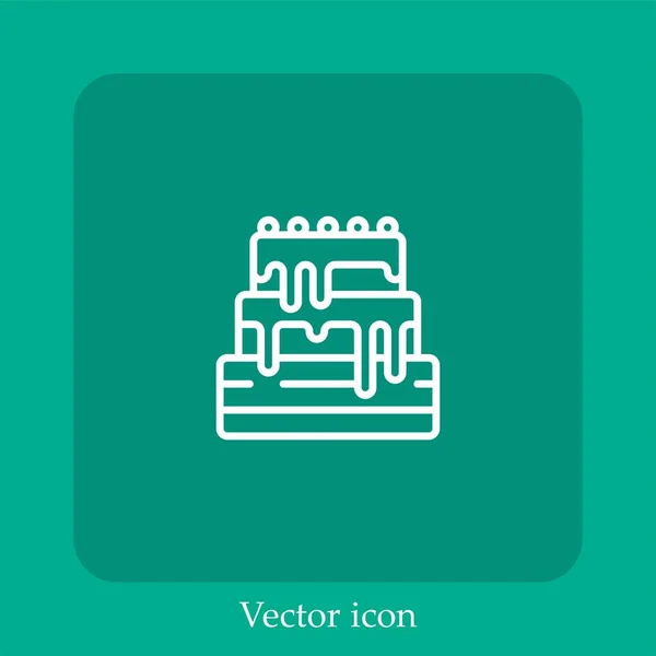 Icône Vectorielle Gâteau Icône Linéaire Ligne Avec Trait Modifiable — Image vectorielle