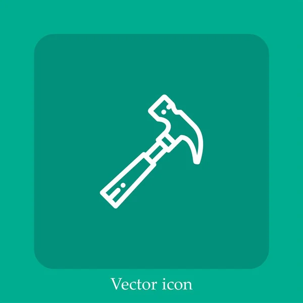 Lineární Ikona Vektoru Kladiva Čára Upravitelným Tahem — Stockový vektor