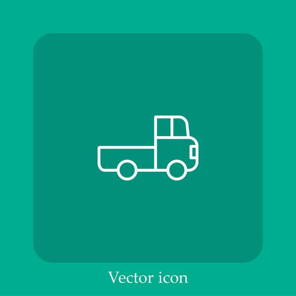 Icône Vectorielle Camion Icône Linéaire Ligne Avec Course Modifiable — Image vectorielle