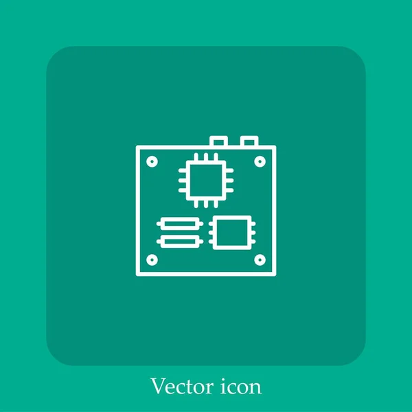 Ícone Vetorial Placa Mãe Linear Icon Line Com Curso Editável — Vetor de Stock