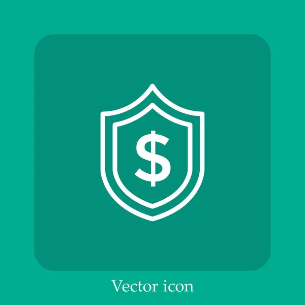 Ícone Vetor Escudo Linear Icon Line Com Curso Editável — Vetor de Stock