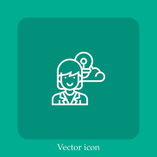 Thought Vector Icon Linear Icon Line Editable Stroke — Stock Vector