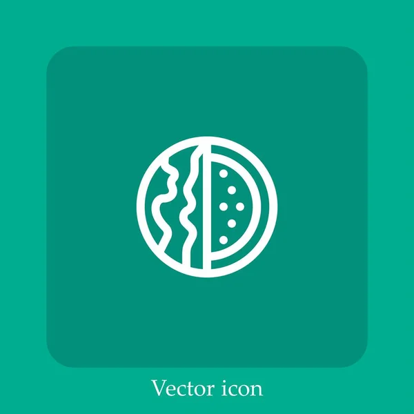 Ícone Vetorial Melancia Linear Icon Line Com Curso Editável — Vetor de Stock