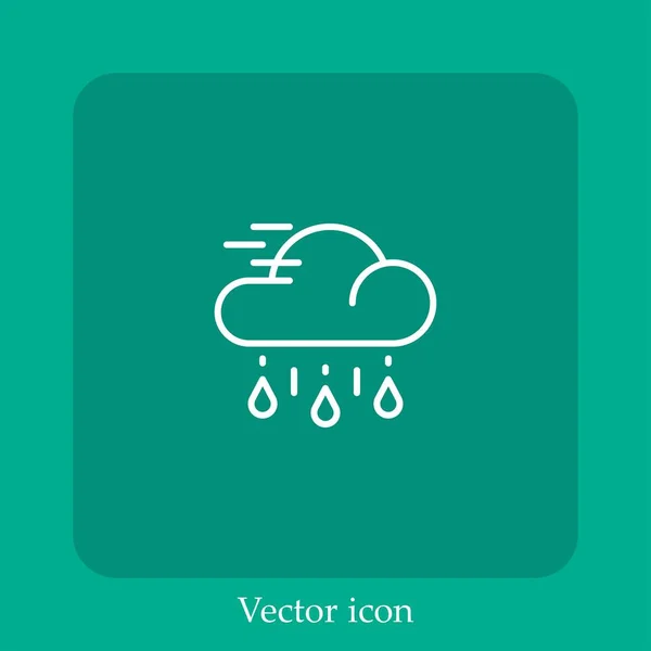 Icono Vector Lluvia Icon Line Lineal Con Carrera Editable — Vector de stock