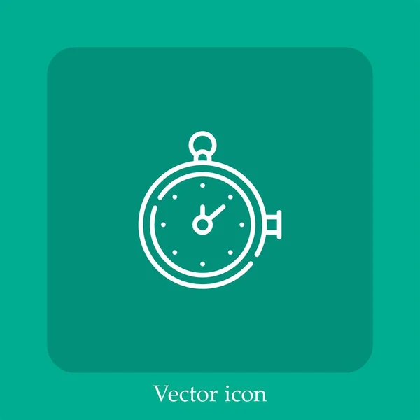 Ícone Vetorial Cronômetro Linear Icon Line Com Curso Editável — Vetor de Stock