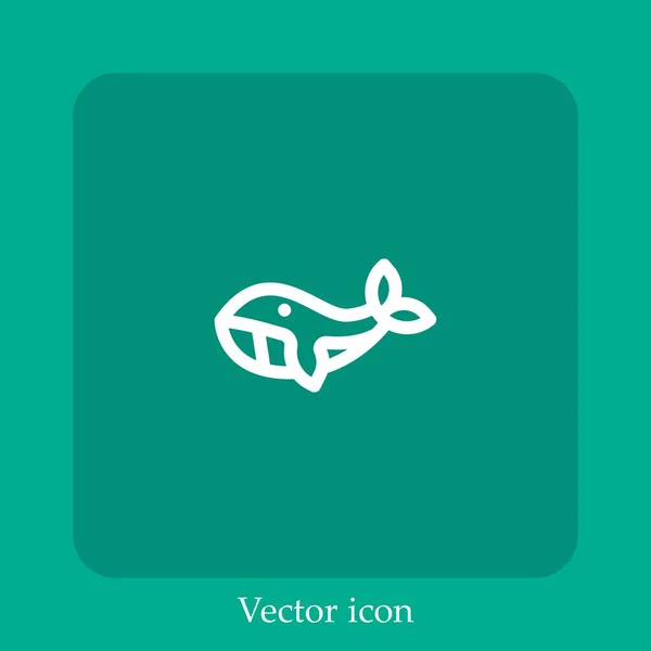 Icône Vectorielle Baleine Icône Linéaire Ligne Avec Course Modifiable — Image vectorielle