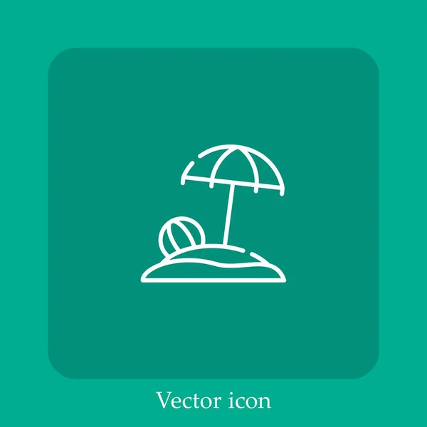 Icono Vector Playa Icon Line Lineal Con Carrera Editable — Vector de stock