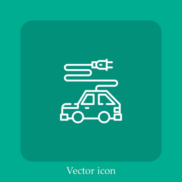 Electric Car Vector Icon Linear Icon Line Editable Stroke — Stock Vector