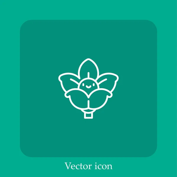 Ícone Vetor Flor Linear Icon Line Com Curso Editável — Vetor de Stock