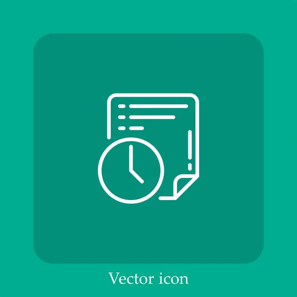 Ícone Vetor Tempo Linear Icon Line Com Curso Editável — Vetor de Stock