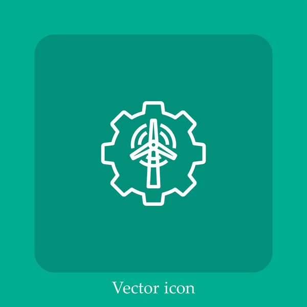 Значок Вектора Энергии Ветра Линейный Icon Line Редактируемым Штрихом — стоковый вектор