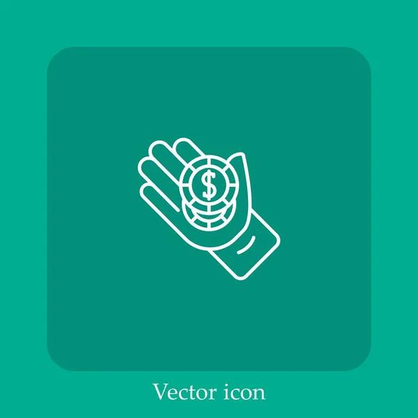 Casino Chip Vector Icono Lineal Icon Line Con Carrera Editable — Vector de stock