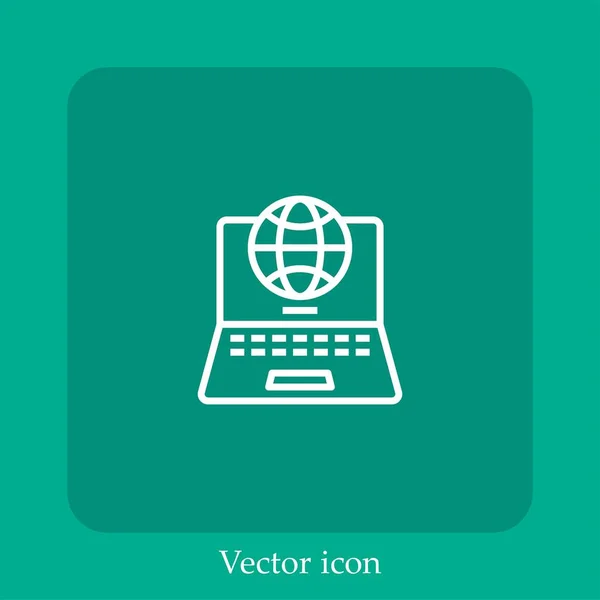 Icono Vectorial Global Icono Lineal Línea Con Carrera Editable — Vector de stock