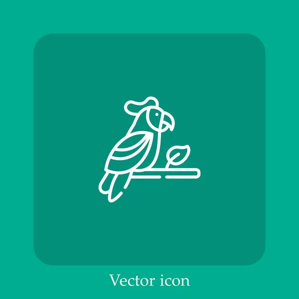 Ícone Vetorial Papagaio Linear Icon Line Com Curso Editável — Vetor de Stock