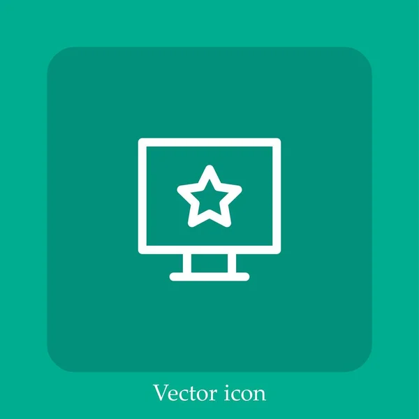 Ícone Vetor Computador Linear Icon Line Com Curso Editável — Vetor de Stock