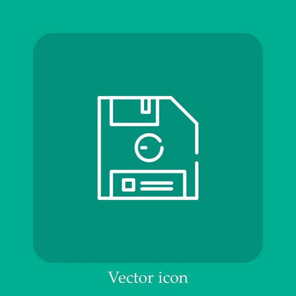 Disquete Icono Vectorial Icono Lineal Línea Con Carrera Editable — Vector de stock