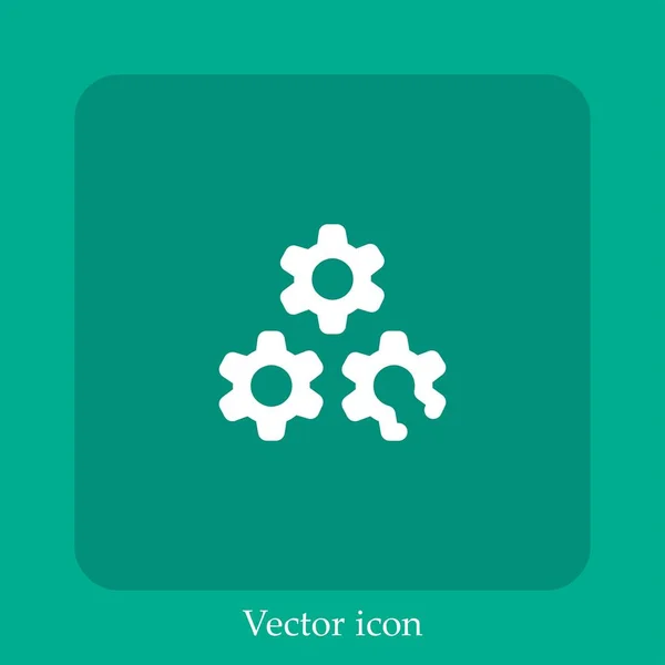 Icône Vectorielle Travail Équipe Icône Linéaire Ligne Avec Course Modifiable — Image vectorielle