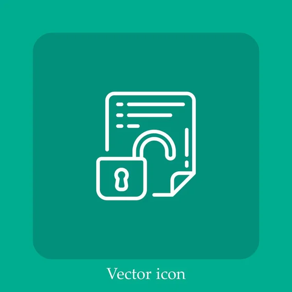 Ícone Vetor Desbloqueado Linear Icon Line Com Curso Editável — Vetor de Stock