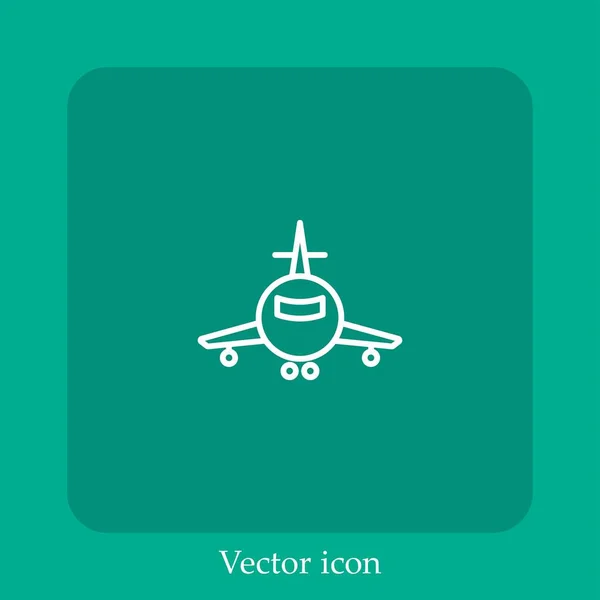 Airplane Vector Icon Linear Icon Line Editable Stroke — Stock Vector