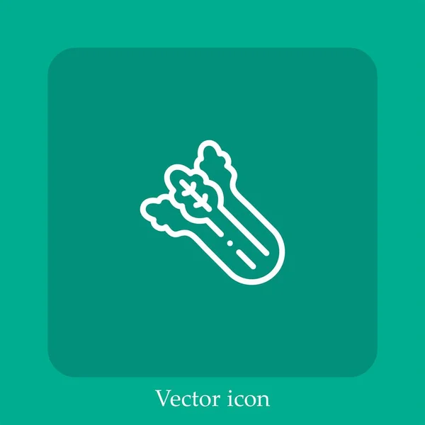 Icono Vector Apio Icono Lineal Línea Con Carrera Editable — Vector de stock