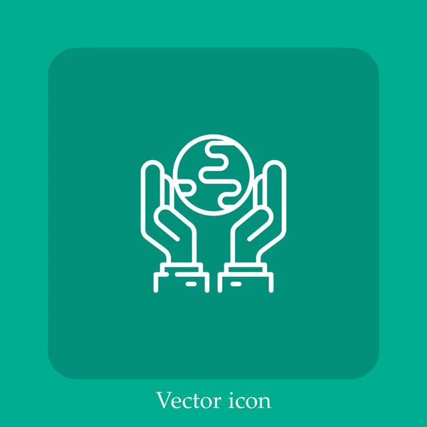 Icône Vectorielle Écologie Icône Linéaire Ligne Avec Course Modifiable — Image vectorielle