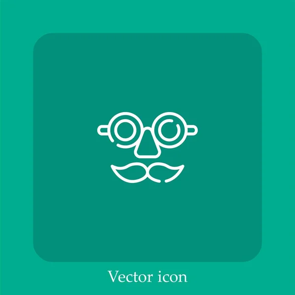 Óculos Com Ícone Vetor Bigode Linear Icon Line Com Curso — Vetor de Stock