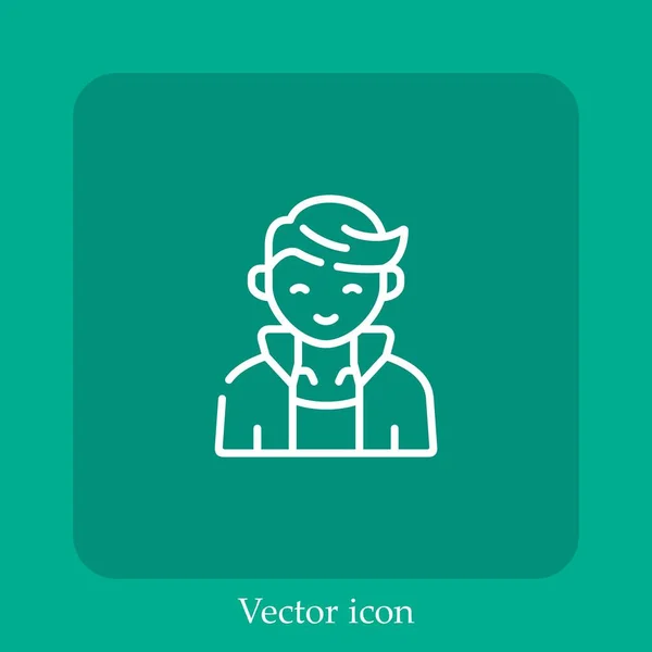 Ícone Vetor Homem Linear Icon Line Com Curso Editável — Vetor de Stock