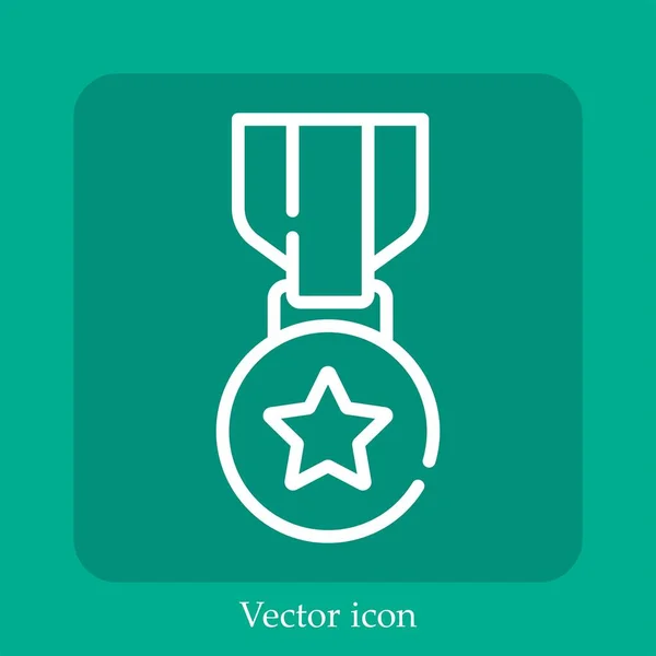 Ícone Vetorial Medalha Linear Icon Line Com Curso Editável — Vetor de Stock