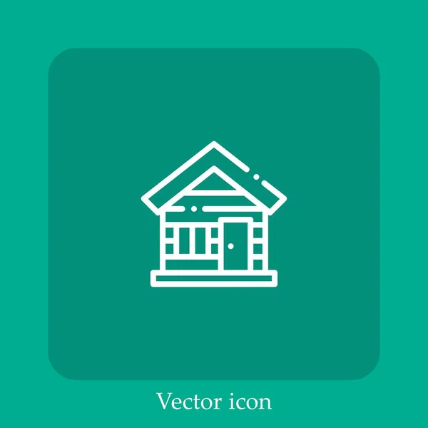 Ícone Vetor Casa Madeira Linear Icon Line Com Curso Editável — Vetor de Stock