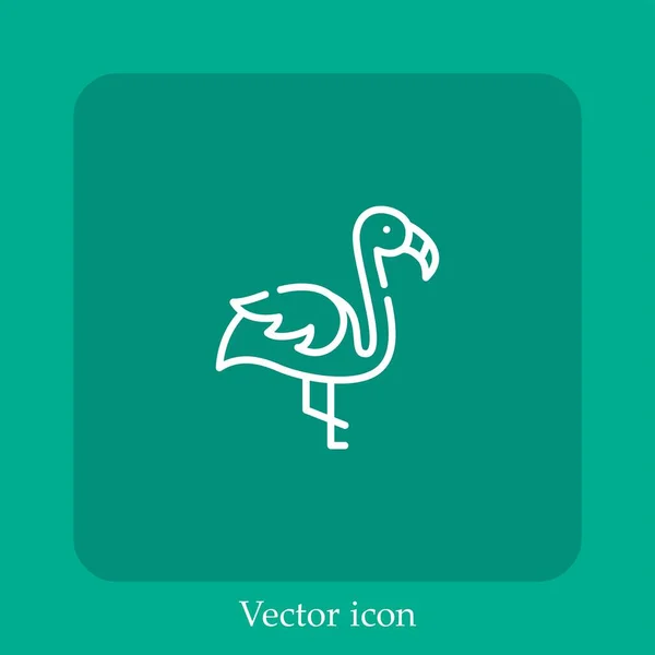 Ícone Vetorial Flamingo Linear Icon Line Com Curso Editável — Vetor de Stock