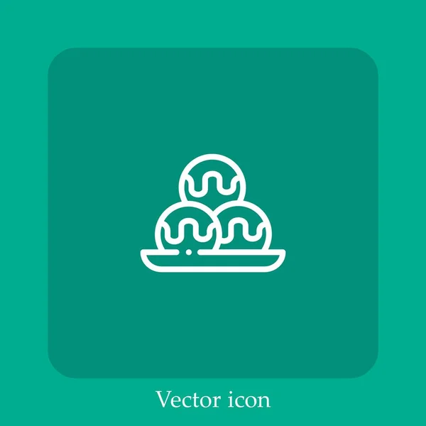 Mini Donut Vektorsymbol Lineare Icon Line Mit Editierbarem Strich — Stockvektor