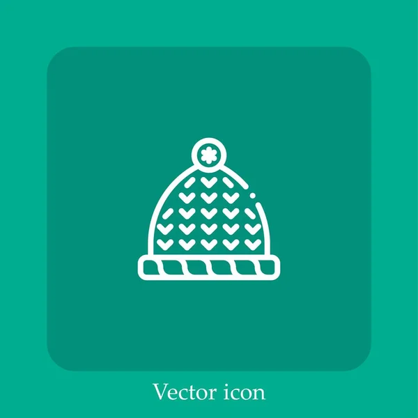 Ícone Vetor Beanie Linear Icon Line Com Curso Editável — Vetor de Stock