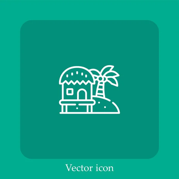 Beach Hut Vector Icon Linear Icon Line Editable Stroke — Stock Vector