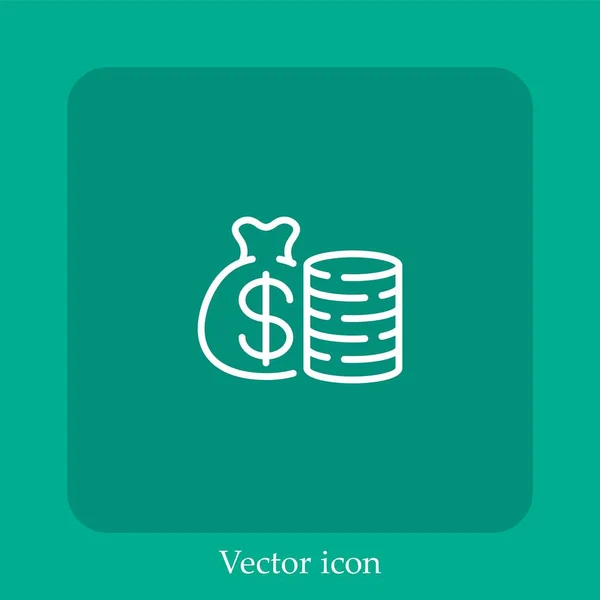 Icono Vector Efectivo Icon Line Lineal Con Carrera Editable — Vector de stock