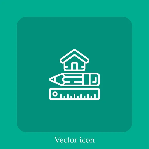 Icono Vector Vivienda Icon Line Lineal Con Carrera Editable — Vector de stock