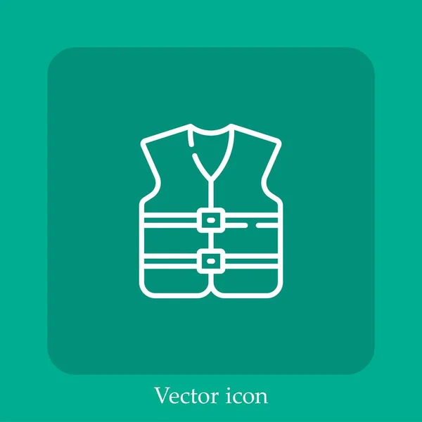 Life Jacket Vector Icon Linear Icon Line Editable Stroke — Stock Vector