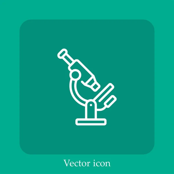Icono Del Vector Del Microscopio Icono Lineal Línea Con Carrera — Vector de stock