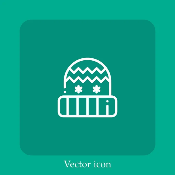 Ícone Vetor Beanie Linear Icon Line Com Curso Editável — Vetor de Stock