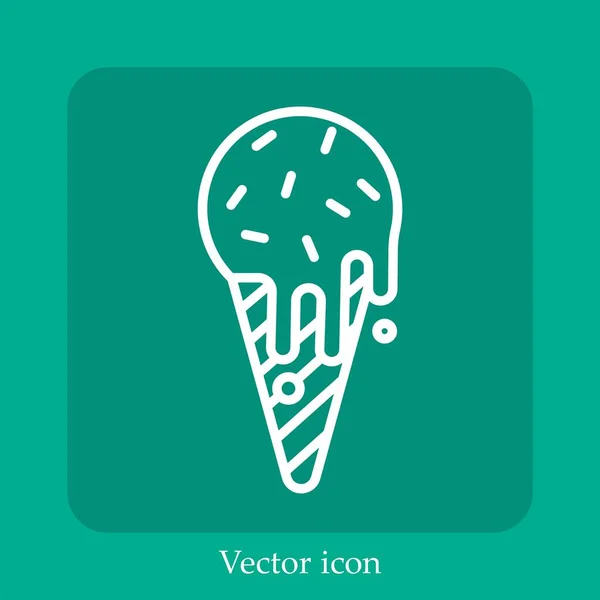 Иконка Вектора Конуса Мороженого Linear Icon Line Редактируемым Ударом — стоковый вектор