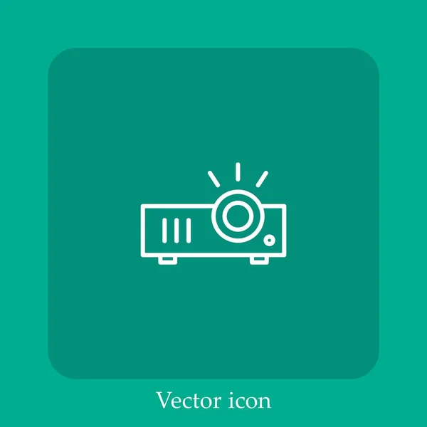 Линейный Значок Вектора Проектора Строка Редактируемым Штрихом — стоковый вектор