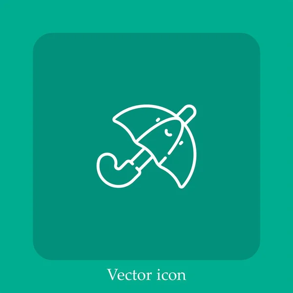 Ícone Vetorial Guarda Chuva Linear Icon Line Com Curso Editável — Vetor de Stock