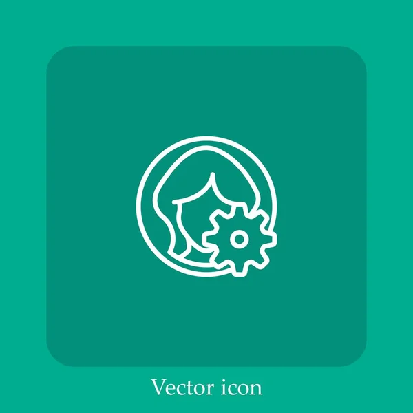 Mujer Icono Vectorial Icon Line Lineal Con Carrera Editable — Vector de stock