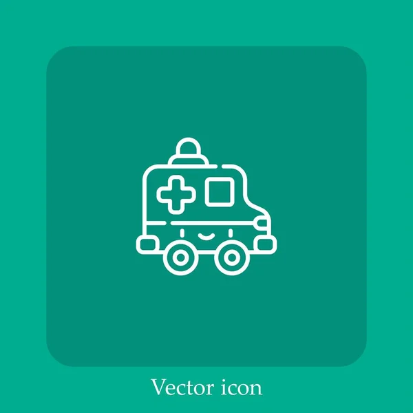 Icona Vettoriale Ambulanza Icon Line Lineare Con Ictus Modificabile — Vettoriale Stock