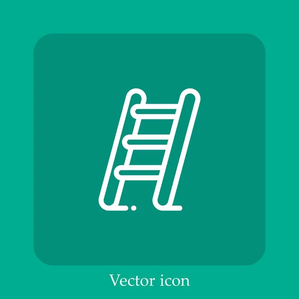 Icône Vectorielle Échelle Icône Linéaire Ligne Avec Course Modifiable — Image vectorielle