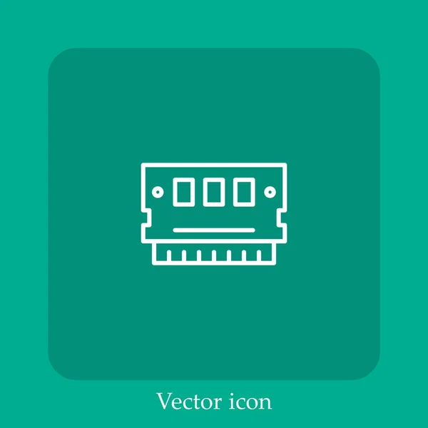 Icono Vector Memoria Ram Icono Lineal Línea Con Carrera Editable — Vector de stock