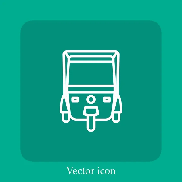Ícone Vetorial Rickshaw Linear Icon Line Com Curso Editável — Vetor de Stock
