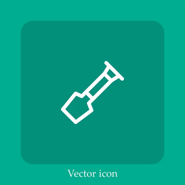 Иконка Вектора Лопаты Линейной Icon Line Редактируемым Ударом — стоковый вектор