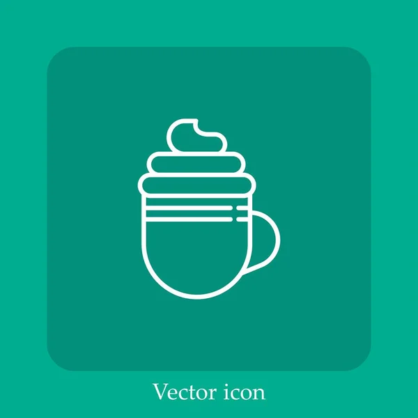 Icono Vector Café Icon Line Lineal Con Carrera Editable — Vector de stock